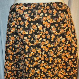 Orange Flower Patterned Skirt
